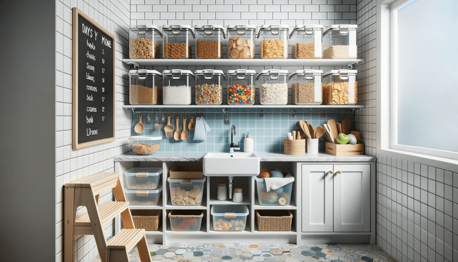 Daycare Kitchen Ideas Space Efficient And Age Appropriate   Modern Daycare Kitchen Shelves Holding Clear Containers Filled With Cereals 1536x878 